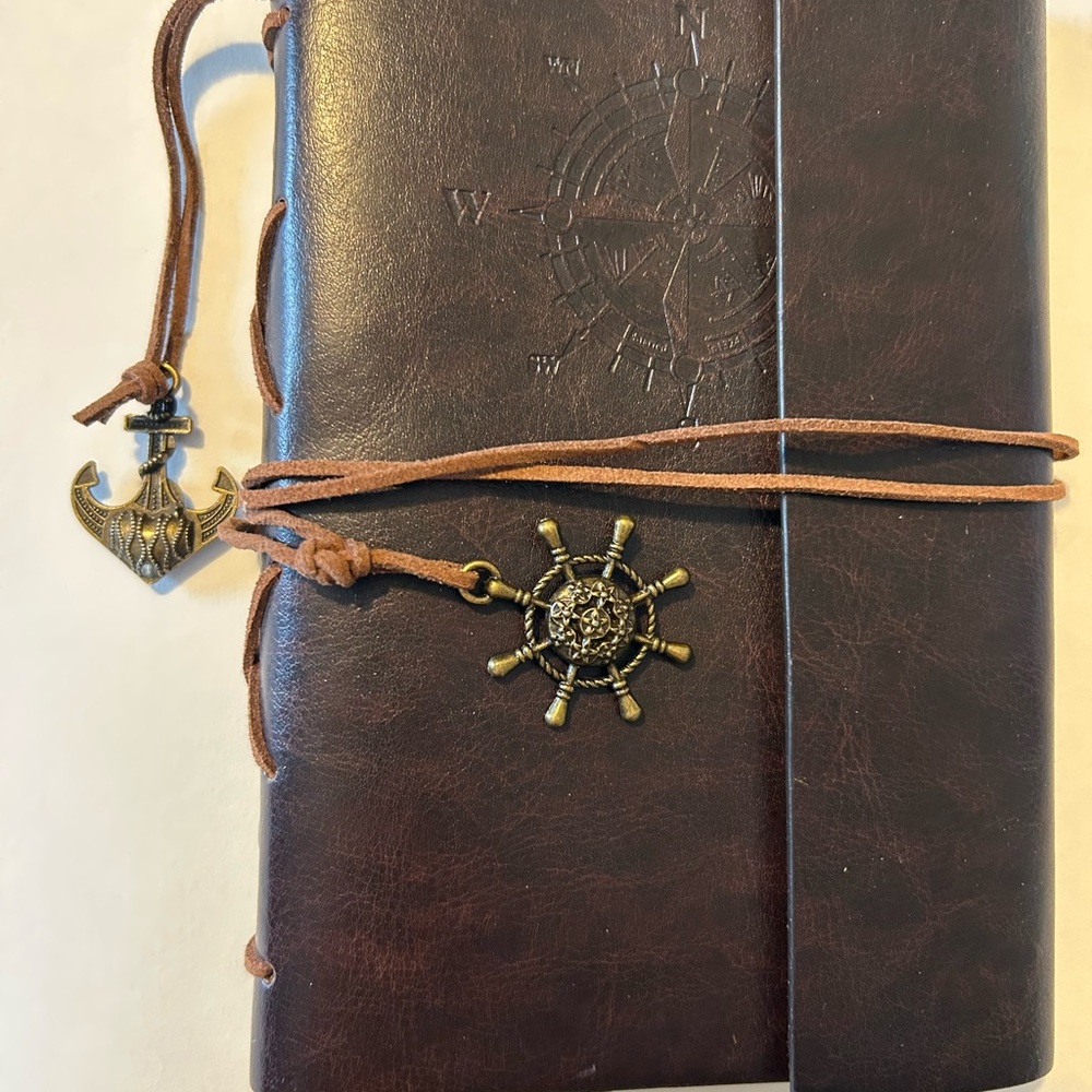 Brown Leather Journal with Nautical Charm